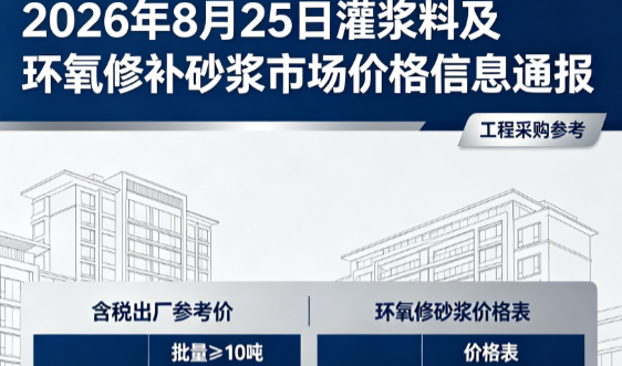 开江2026年8月25日灌浆料及环氧修补砂浆市场价格信息通报
